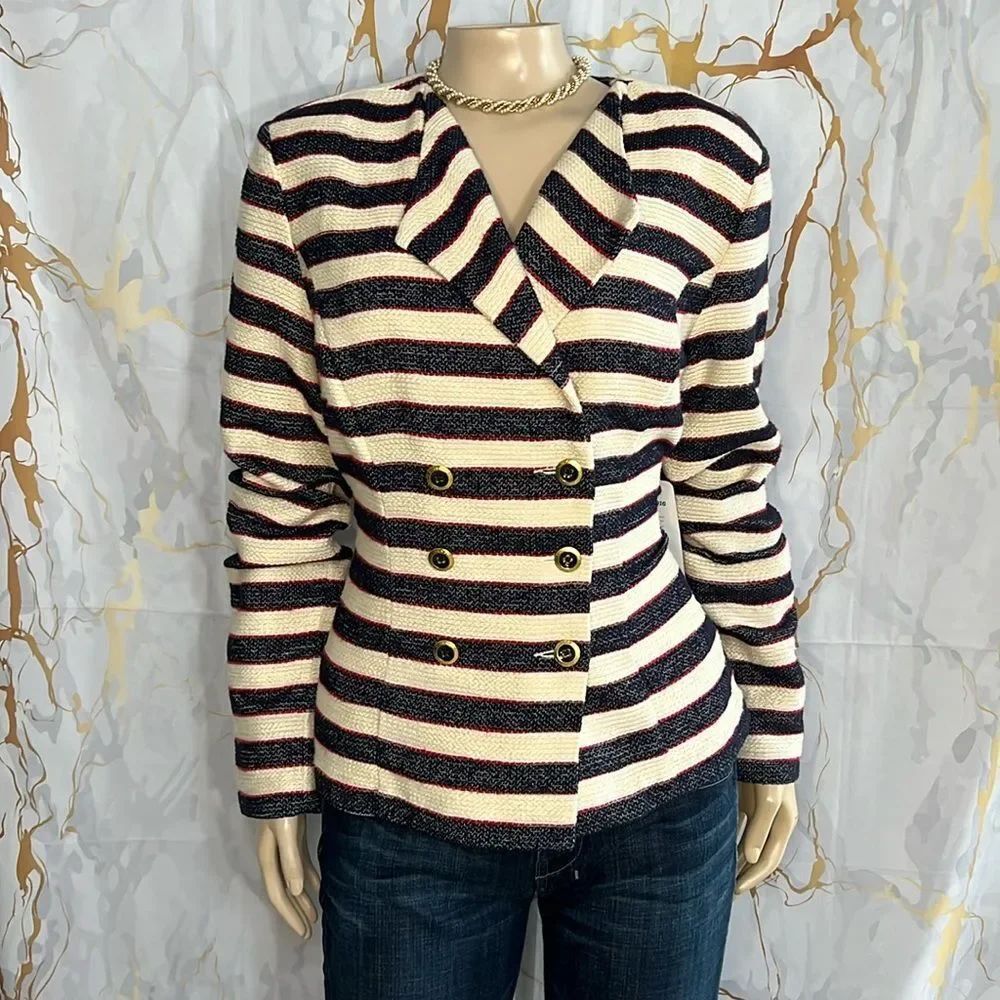 * Cabi cream, navy red cruise style blazer